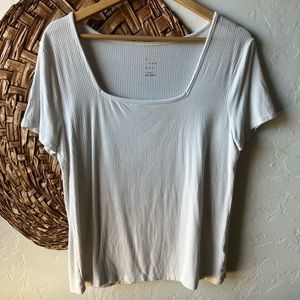 White square neck top, XL